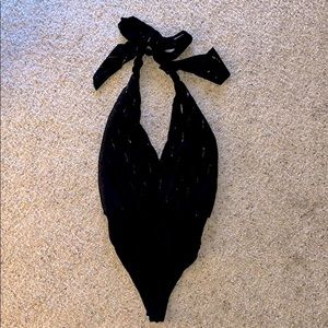 ASTR Deep V/Open Back Body Suit.